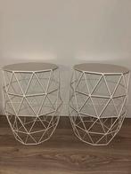 2 Witte Bijzettafels/Nachtkastjes - Multifunctioneel, Huis en Inrichting, Tafels | Bijzettafels, Minder dan 55 cm, Metaal of Aluminium