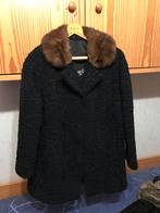 Vintage Persianer bontjas met bontkraag, Zwart, Maat 42/44 (L), Ophalen of Verzenden, Geen merk