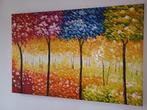 Mooi kleurrijk schilderij met reliëf - oil on canvas - bomen, Huis en Inrichting, Woonaccessoires | Schilderijen, Tekeningen en Foto's