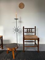 Vintage bobbin houten hoekstoel paperstraw zitting  h70cm, Antiek en Kunst, Ophalen of Verzenden