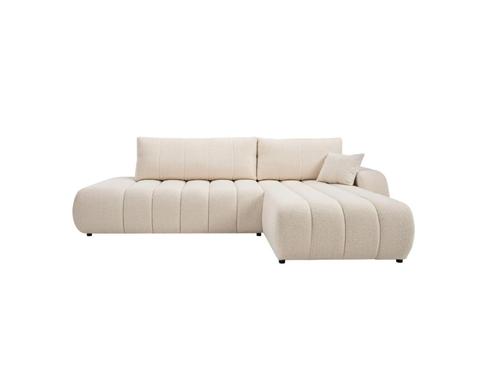 fonQ Bree Hoekbank Rechts Slaapfunctie Boucle Creme €1099 nu, Huis en Inrichting, Banken | Bankstellen, Nieuw, Vierpersoons of meer