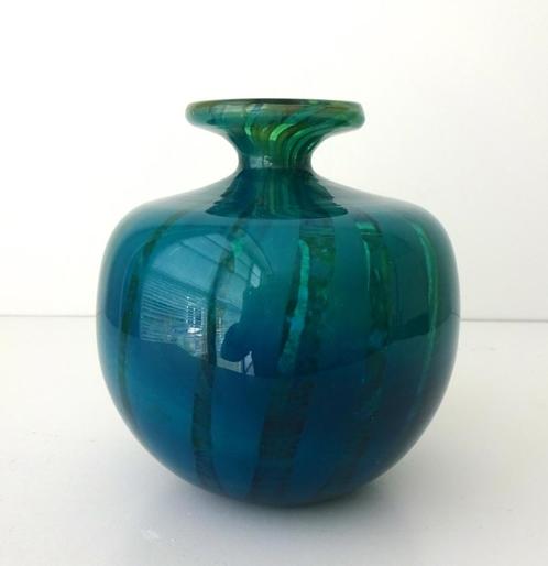 Glazen vaas turquoise gemêleerd Mdina Malta 3708-g, Antiek en Kunst, Antiek | Glas en Kristal, Ophalen of Verzenden