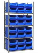 Combinatieset Legbordstelling met 24 Magazijnbakken, Ophalen, Gebruikt, 50 tot 75 cm, Minder dan 35 cm