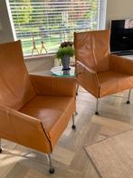 Twee Montis Charly Fauteuils cognac/bruin – rvs onderstel, Ophalen, Minder dan 75 cm, Modern Design Meubel, Zo goed als nieuw