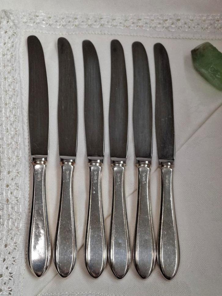 6 verzilverde dinermessen R Gero 90 puntfilet, Antiek en Kunst, Antiek | Bestek, Ophalen of Verzenden