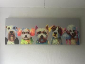Coco Maison wandschilderij met gekleurde honden beschikbaar voor biedingen