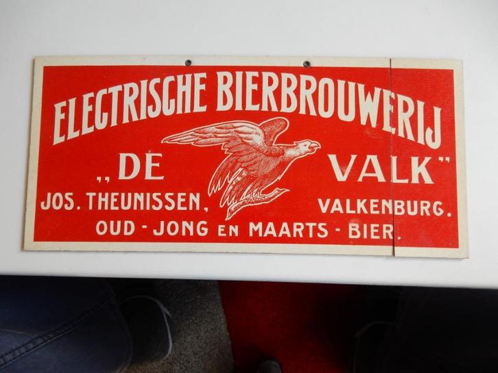 Electrische Bierbrouwerij "De Valk" reclame bord (karton)., Verzamelen, Biermerken, Gebruikt, Reclamebord, Plaat of Schild, Overige merken