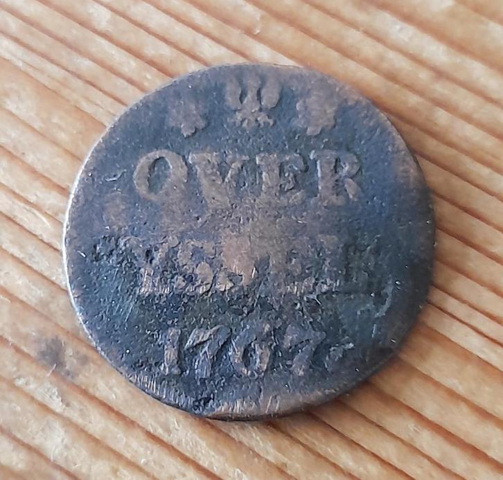 duit Overijssel 1767 (lot 2), Postzegels en Munten, Munten | Nederland, Losse munt, Overige waardes, Vóór koninkrijk, Ophalen of Verzenden