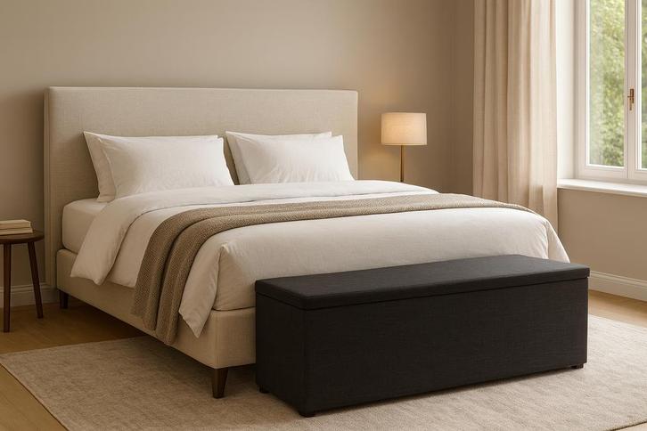 Boxspring opbergbox Antraciet 160cm Direct/Leverbaar E-7213, Huis en Inrichting, Slaapkamer | Boxsprings, Nieuw, 160 cm, 190 cm of minder