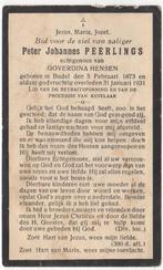Peter Johannes Peerlings 1873 Budel + 1931 Budel, 57 jr, Verzenden, Bidprentje