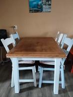 Houten Eettafel met Stoelen. Vintage brocante, Huis en Inrichting, Tafels | Eettafels, Ophalen, 100 tot 150 cm, Landelijk, 150 tot 200 cm