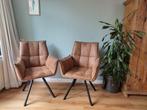 6 Eetkamerstoelen in bruin nappaleer, Huis en Inrichting, Stoelen, Ophalen, Bruin, Leer, Zo goed als nieuw