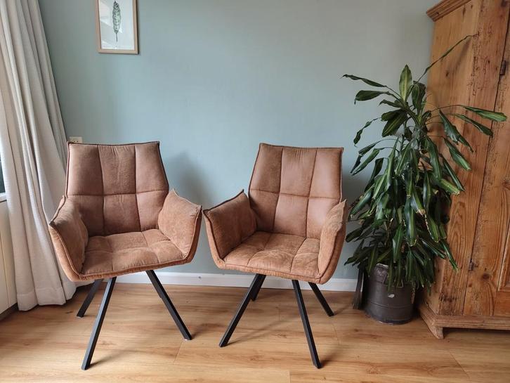 6 Eetkamerstoelen in bruin nappaleer, Huis en Inrichting, Stoelen, Zo goed als nieuw, Vijf, Zes of meer stoelen, Leer, Bruin, Ophalen