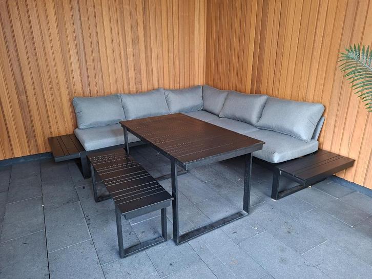 Mooi en net loungeset met hogere tafel (dining tabel), Tuin en Terras, Tuinsets en Loungesets, Gebruikt, Loungeset, Aluminium