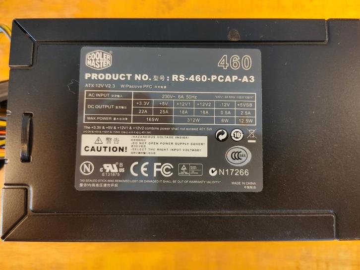 Cooler Master Extreme Power Plus 460W PSU/Voeding, Computers en Software, Interne voedingen, Refurbished, Ophalen of Verzenden