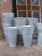 Oude brocante zinken emmers partij, Tuin en Terras, Bloembakken en Plantenbakken, Minder dan 30 cm, N, Rond, Ophalen of Verzenden