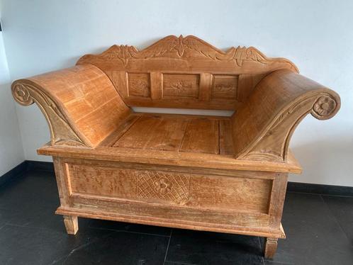 Houten Relaxstoel met Opbergvak, Antiek en Kunst, Antiek | Meubels | Stoelen en Banken, Ophalen