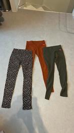3x legging van WE Fashion maat 134/140, groen / roestbruin, Broek, WE, Meisje, Nieuw