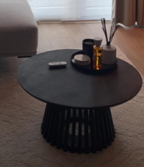 Zwarte ronde salontafel | 75x36x75 bhd, Huis en Inrichting, Tafels | Salontafels, Zo goed als nieuw, Minder dan 50 cm, 50 tot 100 cm