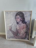 Jaren 60 schilderij/prent, Huis en Inrichting, Woonaccessoires | Schilderijen, Tekeningen en Foto's, Ophalen, 50 tot 75 cm, Zo goed als nieuw