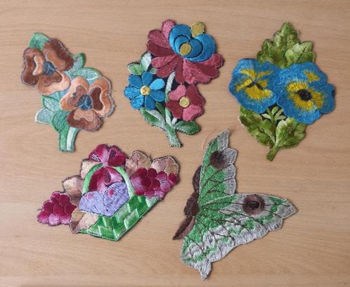 5 Turmac Applicaties Bloemen, Vlinder - lot 3 - vintage, Hobby en Vrije tijd, Kledingapplicaties en Hotfix, Nieuw, Overige applicaties