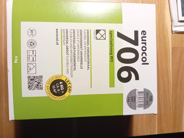 Eurocol 706 Speciaalvoeg WD - Grijs - 4kg, Doe-het-zelf en Verbouw, Tegels, Nieuw, Overige typen, Overige materialen, Minder dan 20 cm