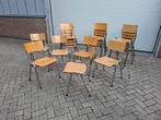 Vintage hippe metaal + houten stoelen geleefd. Welkom zie,, Ophalen, Gebruikt, Metaal