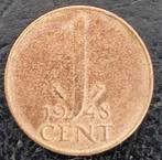 1948 - 1 cent - Wilhelmina - vis, Postzegels en Munten, Munten | Nederland, Verzenden, Koningin Wilhelmina, 1 cent, Losse munt