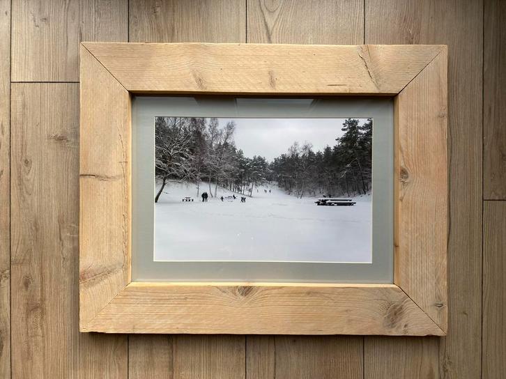 Steigerhouten fotolijst met passe-partout, Audio, Tv en Foto, Fotografie | Fotolijsten, Zo goed als nieuw, Ophalen