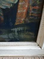 OUD OLIEVERF OP PANEEL 75X63 CM HAVENGEZICHT HOORN TOPSTAAT, Ophalen of Verzenden