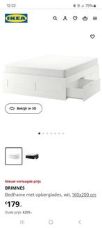 Ikea Brimnes bed 160 x 200 met vier laden, Huis en Inrichting, Slaapkamer | Bedden, 160 cm, Ophalen of Verzenden, Wit, Zo goed als nieuw