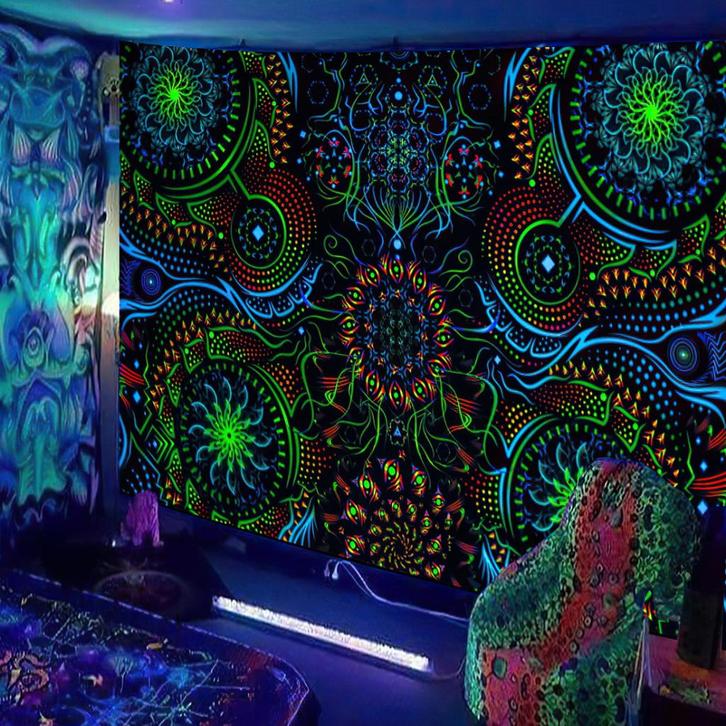 Psychedelisch Wandkleed 2 / 3D Wand Kleed Trip Lichtgevend, Huis en Inrichting, Stoffering | Tapijten en Kleden, Nieuw, Rechthoekig