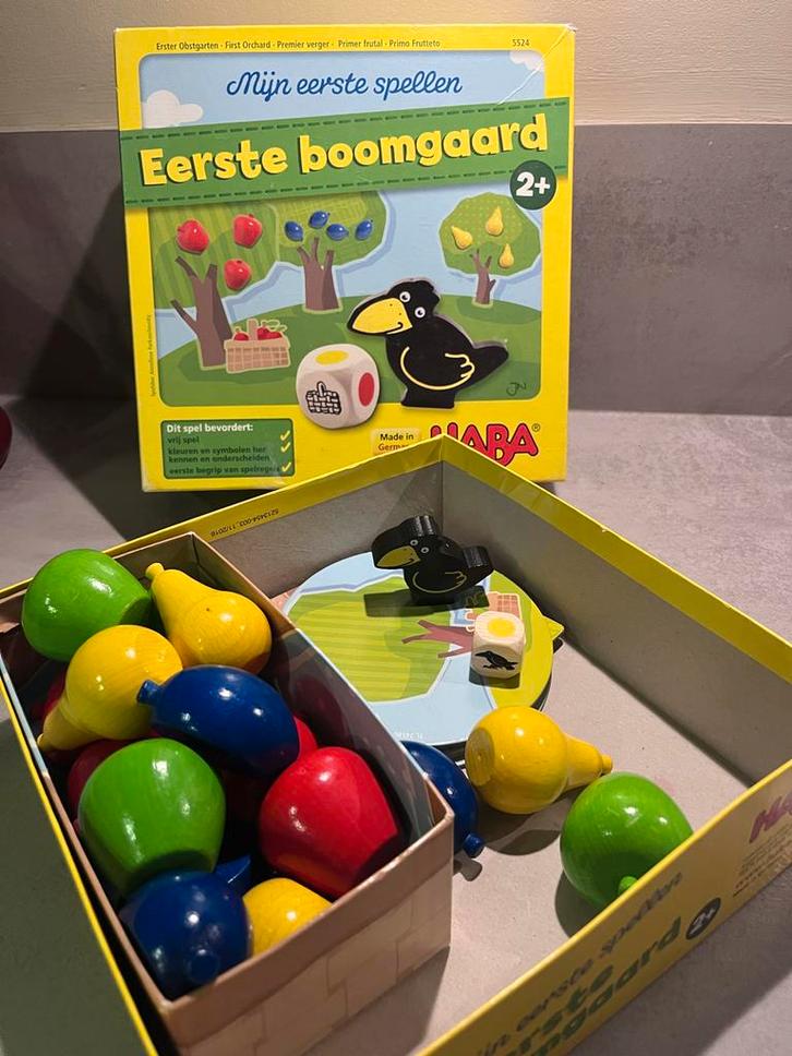 Haba Eerste Boomgaard - Kinderspel, Hobby en Vrije tijd, Gezelschapsspellen | Bordspellen, Gebruikt, Een of twee spelers, Ophalen of Verzenden