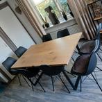 Eettafel 1.60×90 + zwarte sledepoten + 8 zwarte kuipstoelen, Ophalen, 50 tot 100 cm, Zo goed als nieuw, Vijf personen of meer