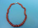 Carneolen collier met zilveren slot                     D103, Sieraden, Tassen en Uiterlijk, Antieke sieraden, Ophalen of Verzenden