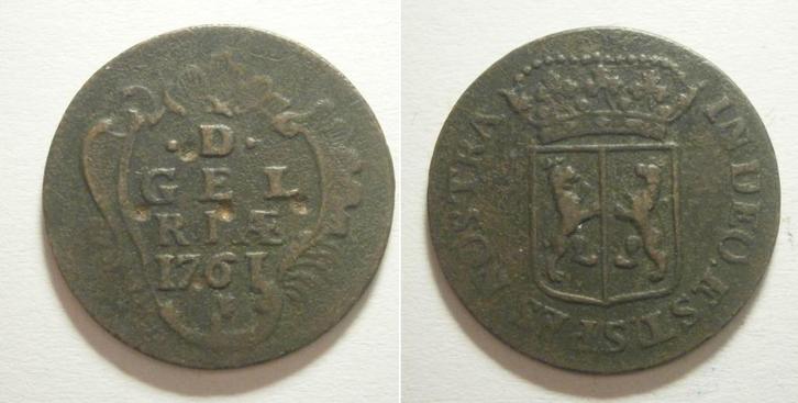 9] Gelderland Duit 1761, Postzegels en Munten, Munten | Nederland, Losse munt, 1 cent, Vóór koninkrijk, Ophalen of Verzenden