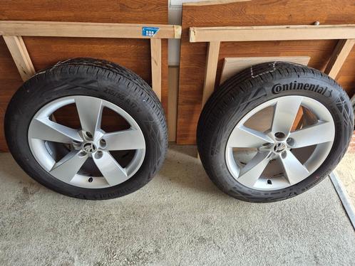 Skoda velgen met zomerbanden continental, Auto-onderdelen, Banden en Velgen, Zomerbanden, 17 inch, 215 mm, Gebruikt, Ophalen