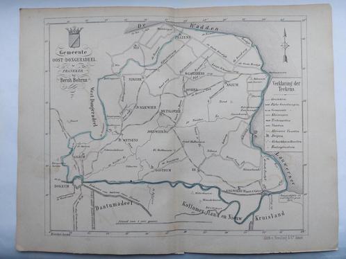 24 / Oost Dongeradeel Dokkum Friesland Zeldzame litho 1861, Antiek en Kunst, Kunst | Litho's en Zeefdrukken