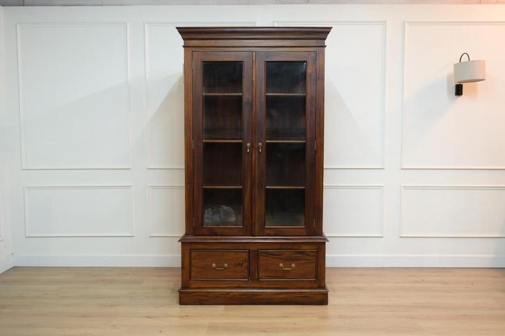 Klasieke boekenkast, vitrinekast, mahoniehout, Huis en Inrichting, Kasten | Vitrinekasten, Zo goed als nieuw, 150 tot 200 cm, 50 tot 100 cm