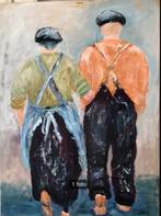 Olieverfschilderij aan de wandel, Antiek en Kunst, Ophalen