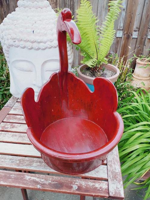 Antieke Japanse houten kraanvogel waterbak 18e 19e eeuw, Antiek en Kunst, Kunst | Niet-Westerse kunst, Ophalen of Verzenden