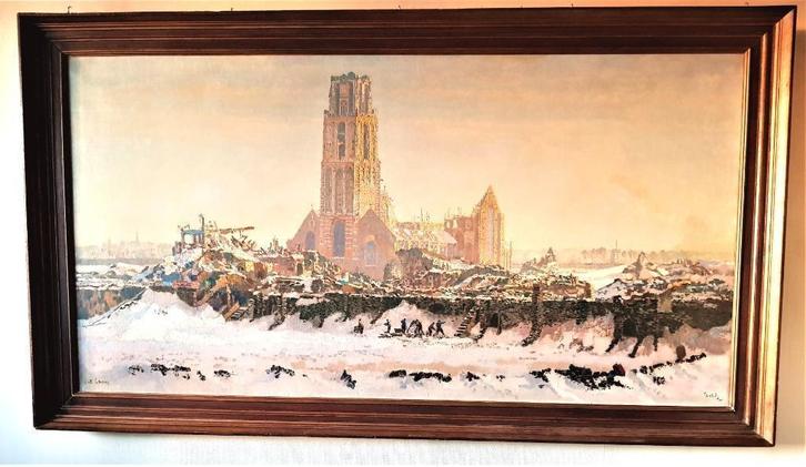 Reinier Sybrand Bakels (1873-1956) Rotterdam Laurenskerk, Antiek en Kunst, Kunst | Schilderijen | Klassiek, Ophalen of Verzenden