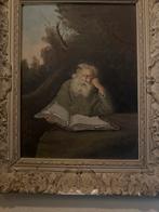 Oude man leest boek - Antieke schilderij, Antiek en Kunst, Ophalen of Verzenden