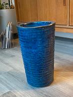 Geglazuurde aardewerk pot blauw, Tuin en Terras, Bloempotten, Ophalen, Rond, Zo goed als nieuw, Aardewerk