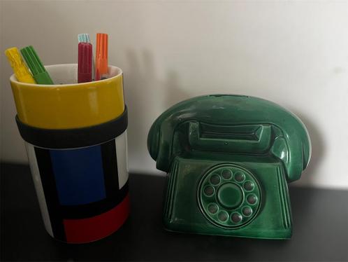 Antieke frans brocante spaarpot ‘a casser’ green telephone, Antiek en Kunst, Antiek | Keramiek en Aardewerk, Ophalen of Verzenden