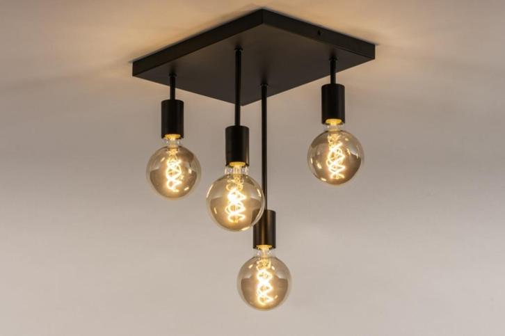 plafondlamp zwart hal bed tafel bedrijf hoekbank keuken lamp, Huis en Inrichting, Lampen | Plafondlampen, Nieuw, Glas, Ophalen of Verzenden