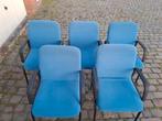 Set van 5 blauwe stoffen stapelbare stoelen, Huis en Inrichting, Stoelen, Ophalen, Blauw, Metaal, Vijf, Zes of meer stoelen