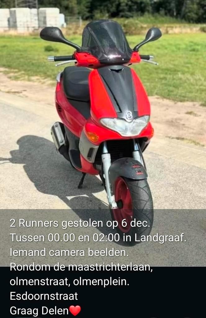 Gilera Runner GESTOLEN!!!!! Op 06-12-2025, Fietsen en Brommers, Scooters | Overige merken, Ophalen of Verzenden