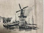 Martin van Waning: ets van Molen met Scheepswerf, Ophalen of Verzenden