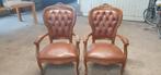 2 oude brokante leren stoelen. Prijs per 2, Huis en Inrichting, Stoelen, Ophalen, Gebruikt, Bruin